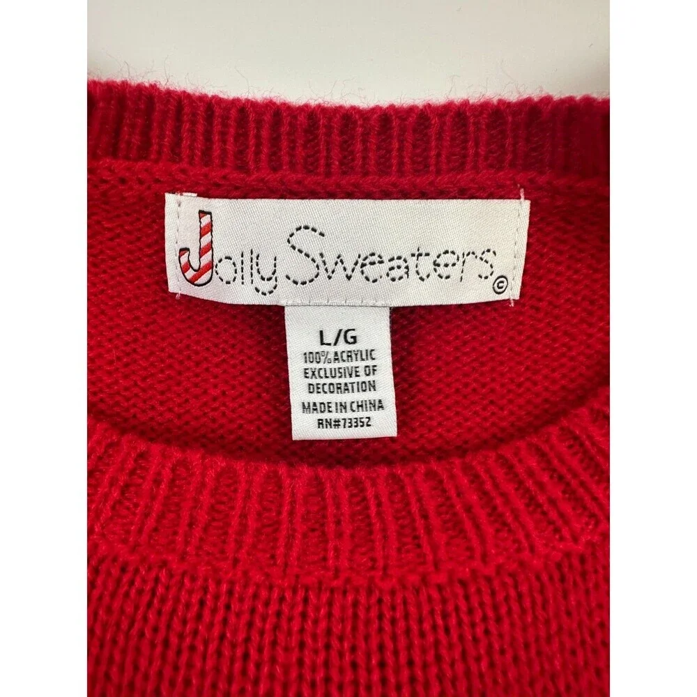 Jolly Sweaters Christmas Sweater‎ Deer Drink Pouch Camo Red Fair Isle Blue Large